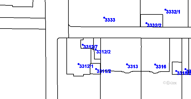Parcela st. 3312/2 v KÚ Vinohrady, Katastrální mapa
