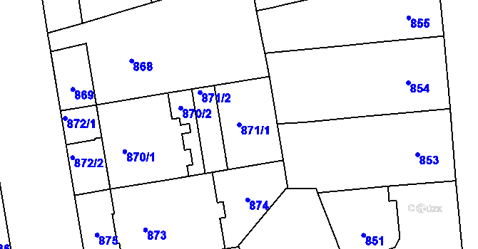 Parcela st. 871/1 v KÚ Vinohrady, Katastrální mapa