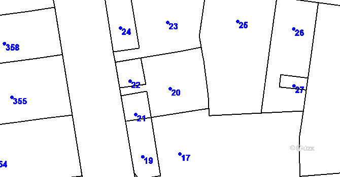 Parcela st. 20 v KÚ Vinohrady, Katastrální mapa