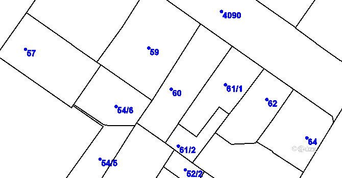 Parcela st. 60 v KÚ Vinohrady, Katastrální mapa