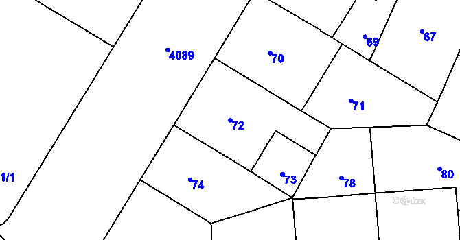 Parcela st. 72 v KÚ Vinohrady, Katastrální mapa