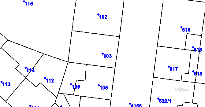 Parcela st. 103 v KÚ Vinohrady, Katastrální mapa