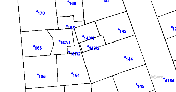 Parcela st. 143/2 v KÚ Vinohrady, Katastrální mapa