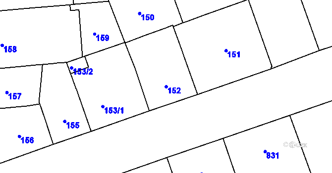 Parcela st. 152 v KÚ Vinohrady, Katastrální mapa