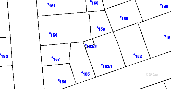 Parcela st. 153/2 v KÚ Vinohrady, Katastrální mapa