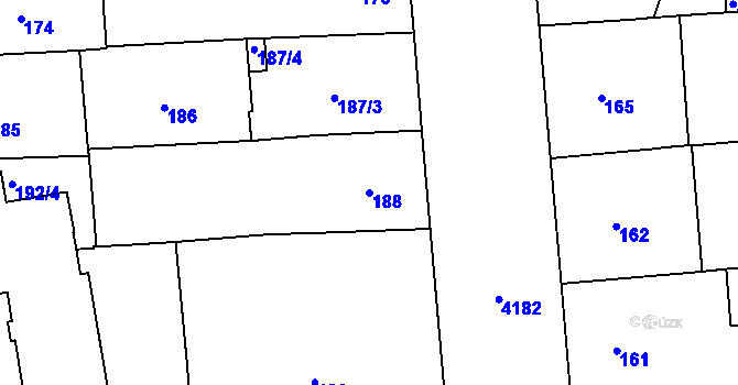 Parcela st. 188 v KÚ Vinohrady, Katastrální mapa