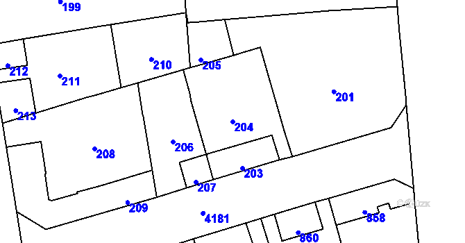 Parcela st. 204 v KÚ Vinohrady, Katastrální mapa