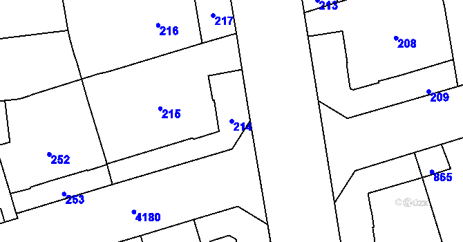 Parcela st. 214 v KÚ Vinohrady, Katastrální mapa