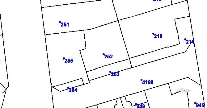 Parcela st. 252 v KÚ Vinohrady, Katastrální mapa