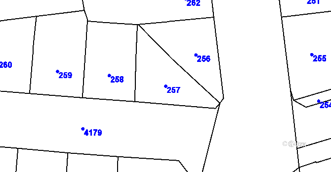 Parcela st. 257 v KÚ Vinohrady, Katastrální mapa