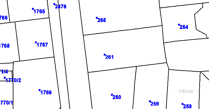 Parcela st. 261 v KÚ Vinohrady, Katastrální mapa