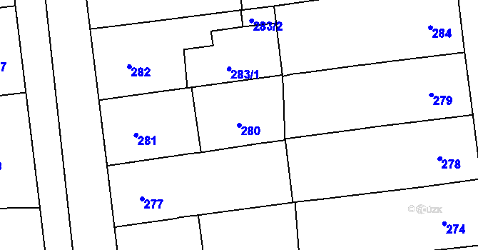 Parcela st. 280 v KÚ Vinohrady, Katastrální mapa