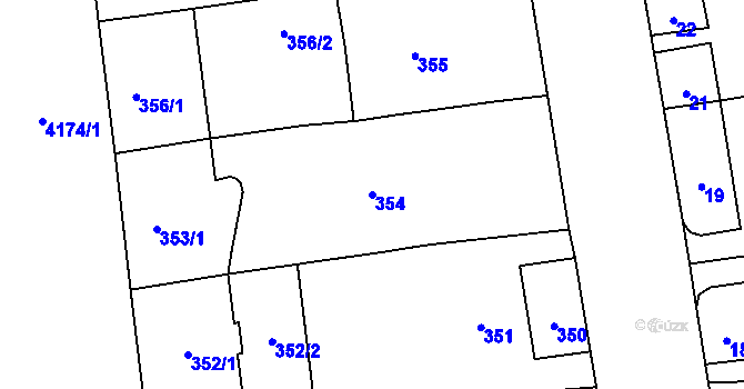 Parcela st. 354 v KÚ Vinohrady, Katastrální mapa