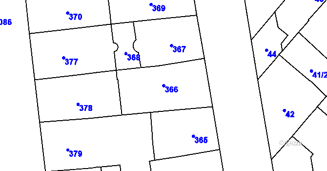 Parcela st. 366 v KÚ Vinohrady, Katastrální mapa