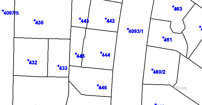 Parcela st. 444 v KÚ Vinohrady, Katastrální mapa
