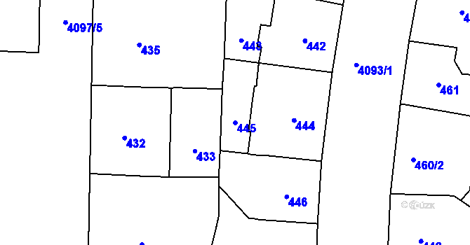 Parcela st. 445 v KÚ Vinohrady, Katastrální mapa