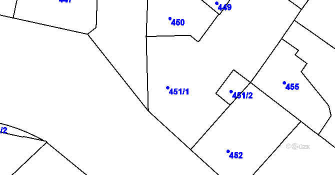 Parcela st. 451/1 v KÚ Vinohrady, Katastrální mapa