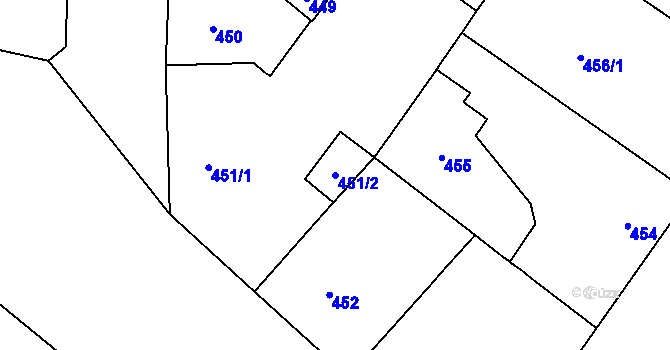 Parcela st. 451/2 v KÚ Vinohrady, Katastrální mapa