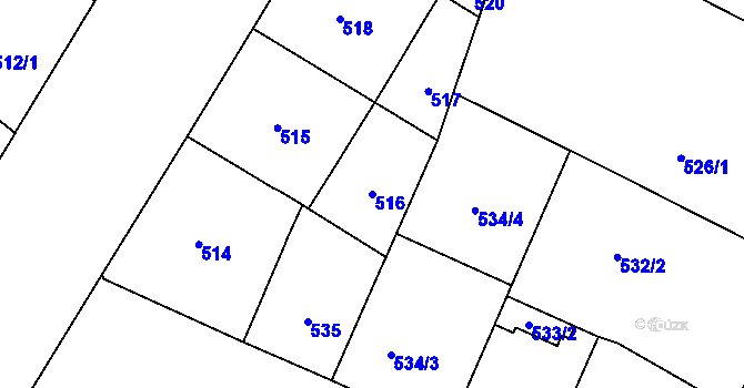 Parcela st. 516 v KÚ Vinohrady, Katastrální mapa