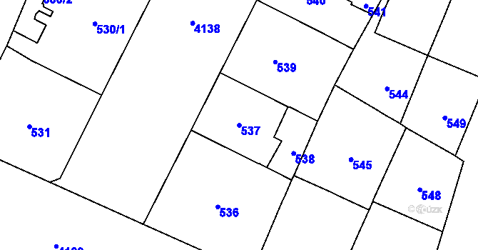 Parcela st. 537 v KÚ Vinohrady, Katastrální mapa