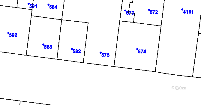 Parcela st. 575 v KÚ Vinohrady, Katastrální mapa