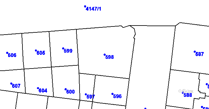 Parcela st. 598 v KÚ Vinohrady, Katastrální mapa