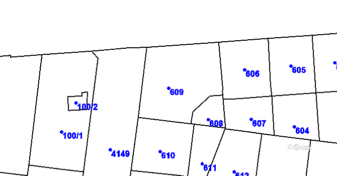 Parcela st. 609 v KÚ Vinohrady, Katastrální mapa