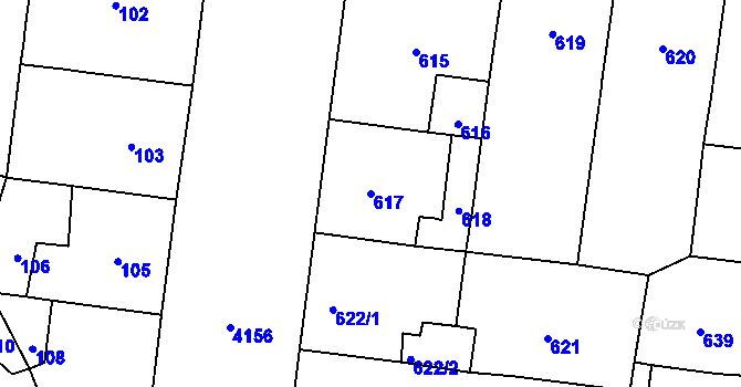 Parcela st. 617 v KÚ Vinohrady, Katastrální mapa