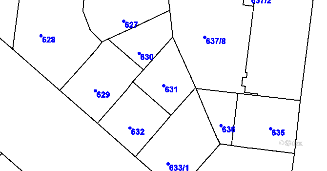 Parcela st. 631 v KÚ Vinohrady, Katastrální mapa