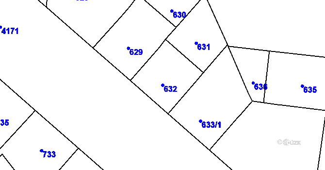Parcela st. 632 v KÚ Vinohrady, Katastrální mapa