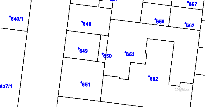 Parcela st. 650 v KÚ Vinohrady, Katastrální mapa
