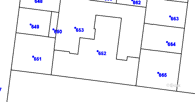 Parcela st. 652 v KÚ Vinohrady, Katastrální mapa