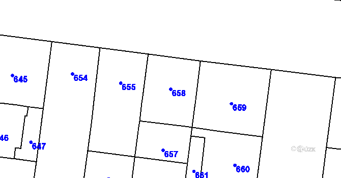Parcela st. 658 v KÚ Vinohrady, Katastrální mapa