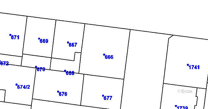 Parcela st. 666 v KÚ Vinohrady, Katastrální mapa
