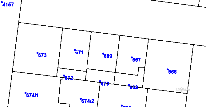 Parcela st. 669 v KÚ Vinohrady, Katastrální mapa