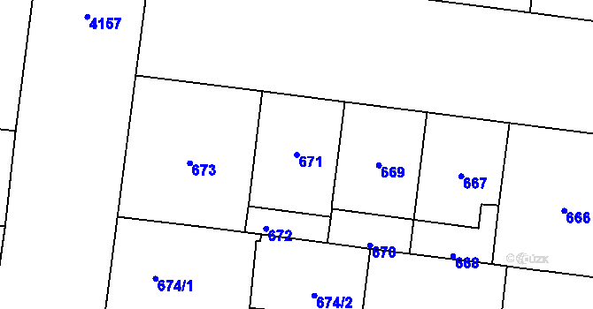 Parcela st. 671 v KÚ Vinohrady, Katastrální mapa