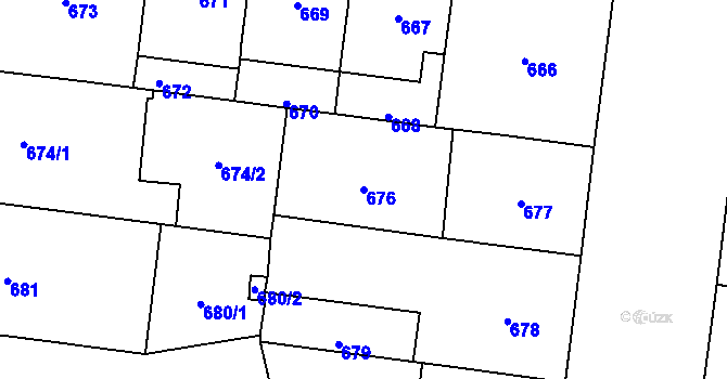 Parcela st. 676 v KÚ Vinohrady, Katastrální mapa