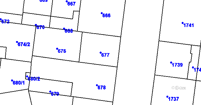 Parcela st. 677 v KÚ Vinohrady, Katastrální mapa