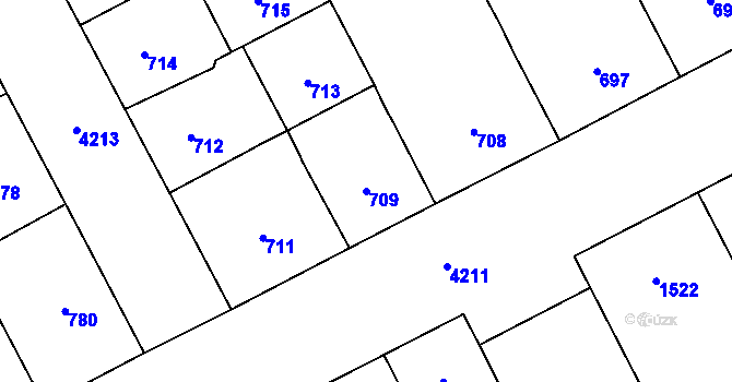 Parcela st. 709 v KÚ Vinohrady, Katastrální mapa
