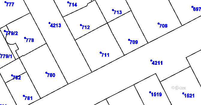 Parcela st. 711 v KÚ Vinohrady, Katastrální mapa