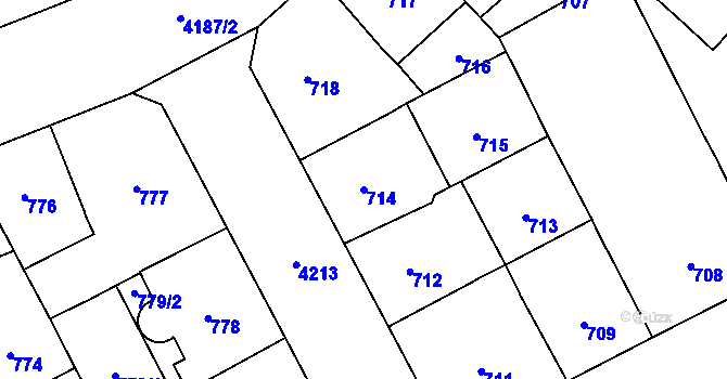 Parcela st. 714 v KÚ Vinohrady, Katastrální mapa