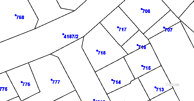 Parcela st. 718 v KÚ Vinohrady, Katastrální mapa