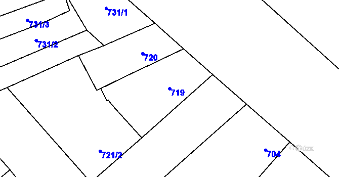 Parcela st. 719 v KÚ Vinohrady, Katastrální mapa