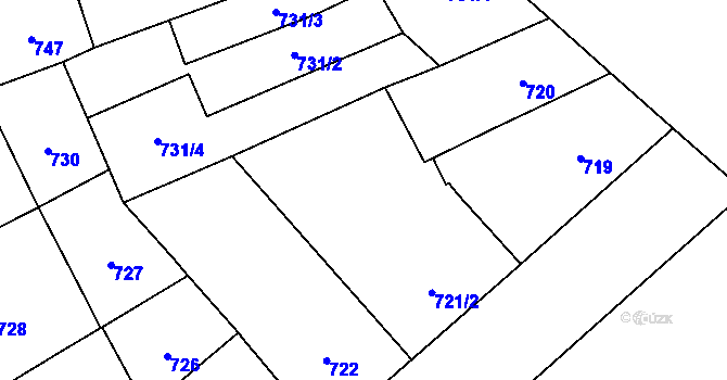 Parcela st. 721/2 v KÚ Vinohrady, Katastrální mapa