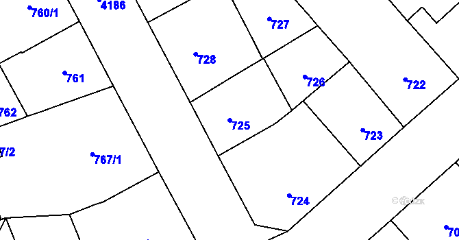 Parcela st. 725 v KÚ Vinohrady, Katastrální mapa