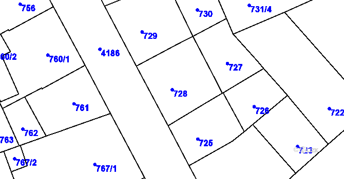 Parcela st. 728 v KÚ Vinohrady, Katastrální mapa
