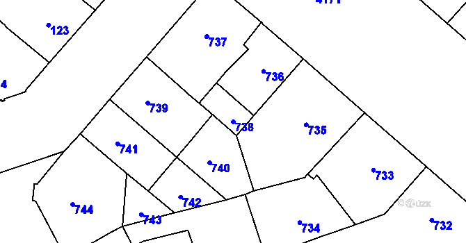 Parcela st. 738 v KÚ Vinohrady, Katastrální mapa
