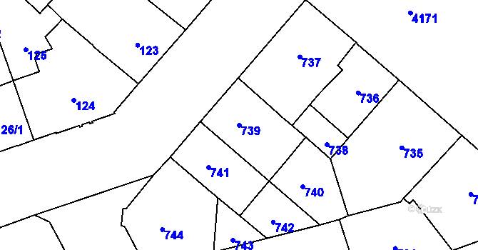 Parcela st. 739 v KÚ Vinohrady, Katastrální mapa