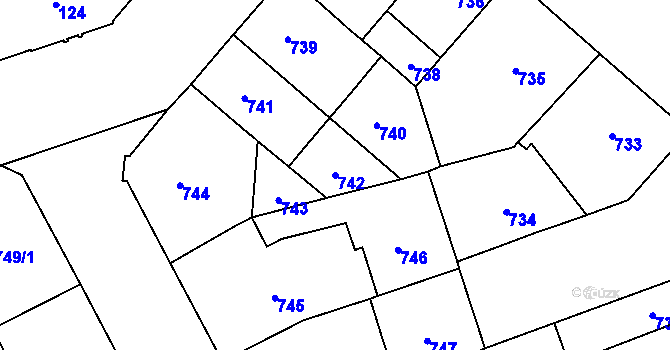 Parcela st. 742 v KÚ Vinohrady, Katastrální mapa