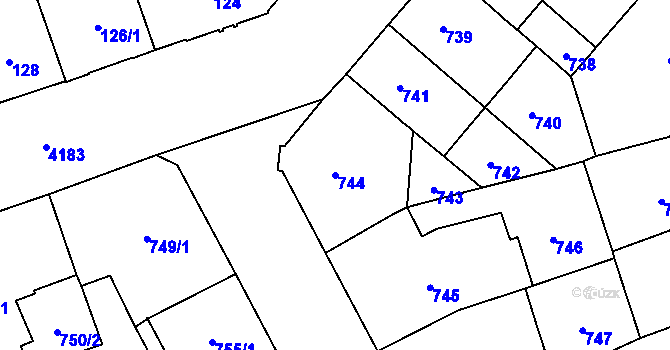 Parcela st. 744 v KÚ Vinohrady, Katastrální mapa